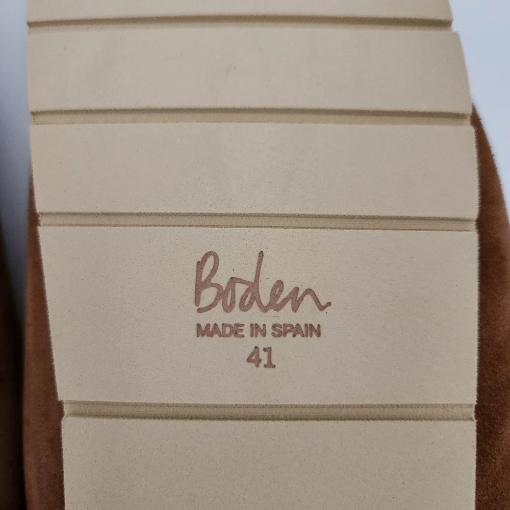 Boden tan suede faux fur cozy slippers footbed sandals slide women size 41